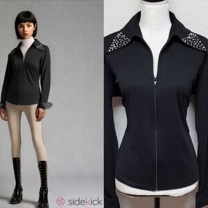 Rare Vintage 1990s Valencia Black Heart Embellished Full-zip Lightweight Jacket